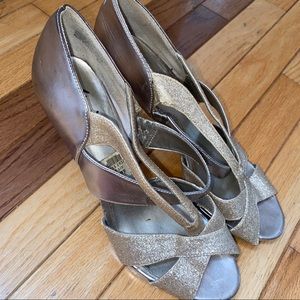Gold strappy heels